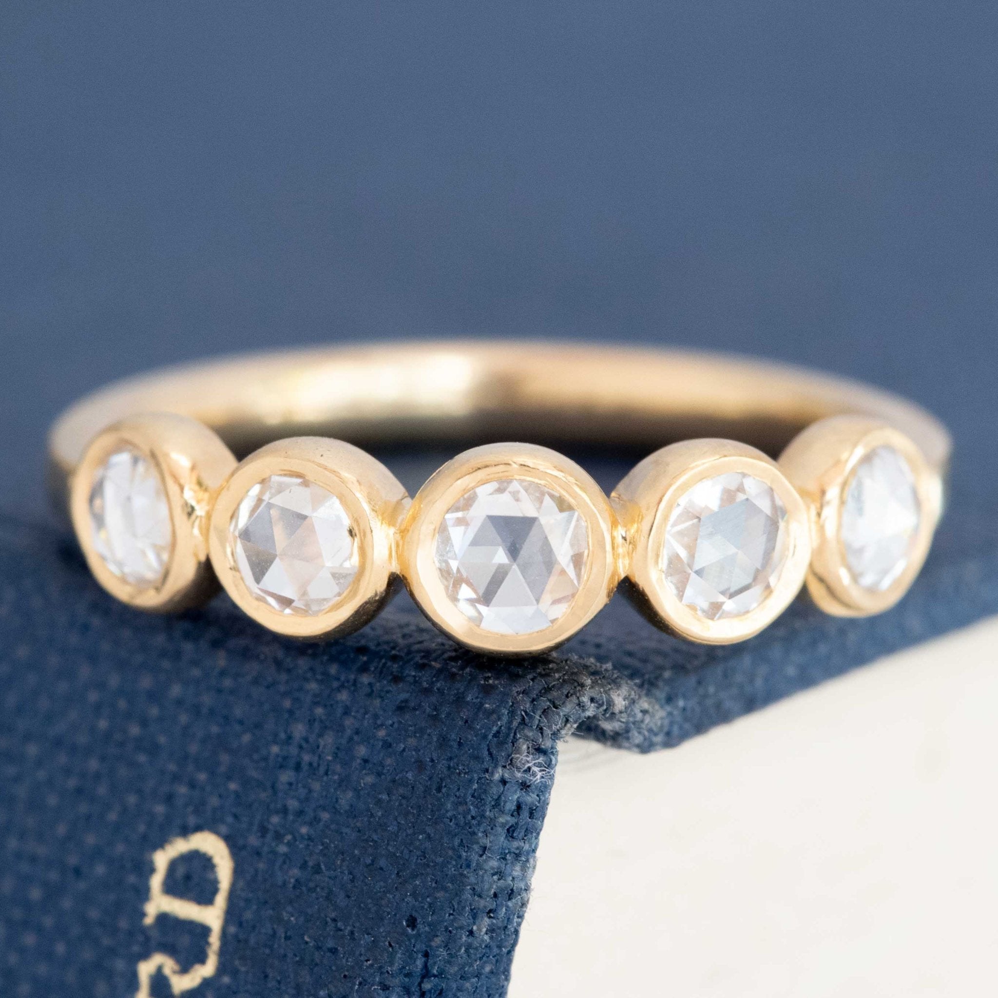 .85ctw Rose Cut Diamond 5-Stone Bezel Band