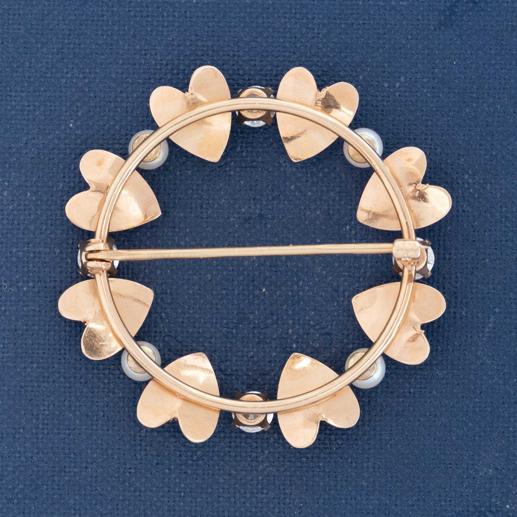 .85ctw Vintage Old European Cut Diamond & Pearl Heart Brooch