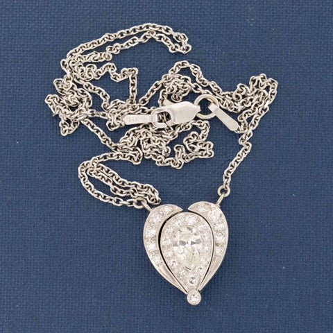 .85ctw Vintage Pear Cut Diamond Cluster Convertible Pendant