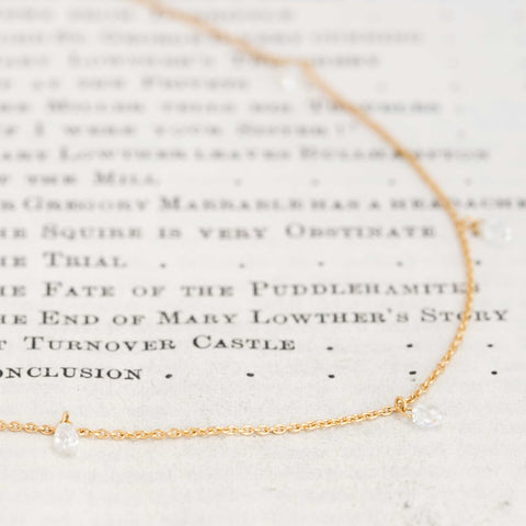 .86ctw Briolette Cut Diamond Drop Station Necklace