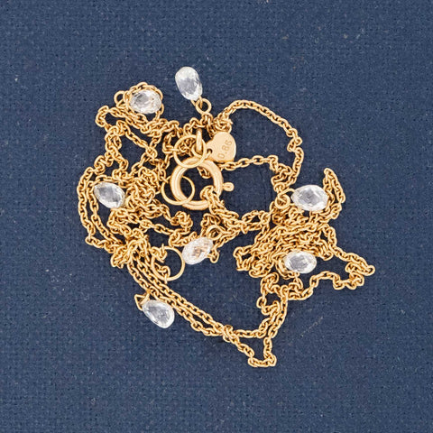 .86ctw Briolette Cut Diamond Drop Station Necklace