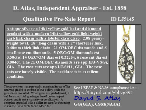 .86ctw Old Cut Diamond Leaf Component Pendant