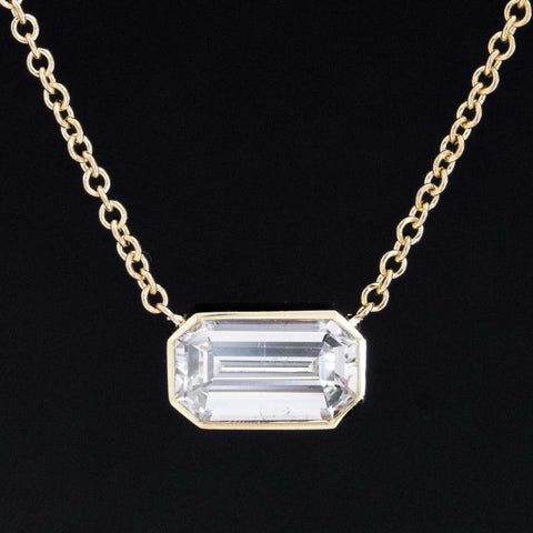 .87ct Emerald Cut Diamond Bezel Pendant