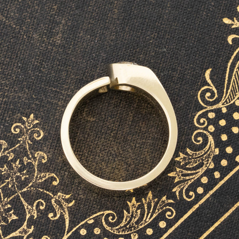 Side view of .87ct Transitional Cut Diamond Open Cigar Band, vintage-inspired band with Antique Diamonds, crafted in yellow gold