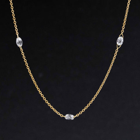 .87ctw Briolette Cut Diamond Station Necklace