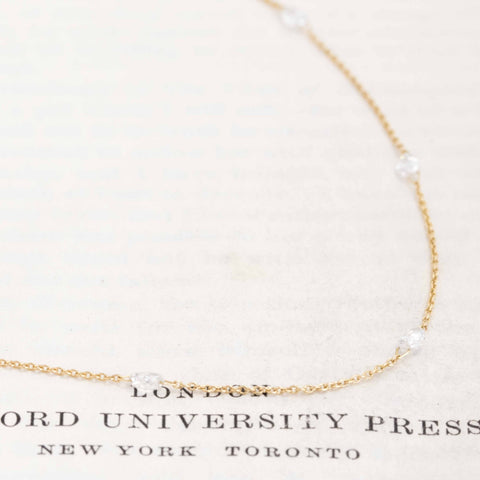 .87ctw Briolette Cut Diamond Station Necklace