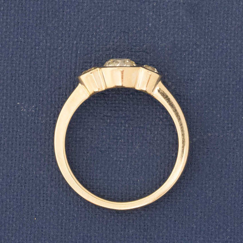 .88ctw Old European Cut Diamond Bezel Trilogy Ring