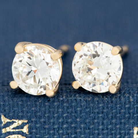 .88ctw Old European Cut Diamond Stud Earrings