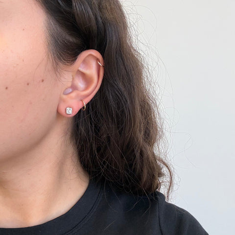 .88ctw Old Mine Cut Diamond Bezel Stud Earrings