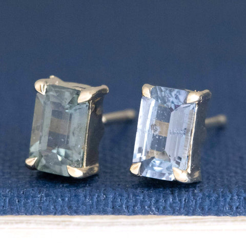 .88ctw Vintage Step Cut Sapphire Stud Earrings