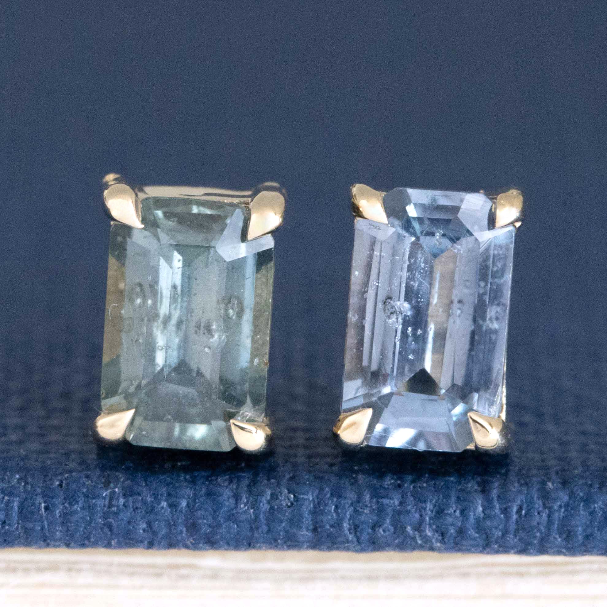 .88ctw Vintage Step Cut Sapphire Stud Earrings