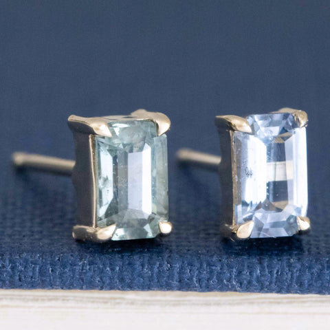 .88ctw Vintage Step Cut Sapphire Stud Earrings