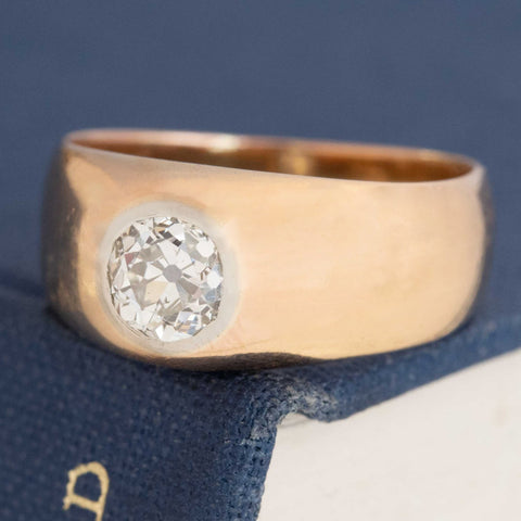 .89ct Vintage Old Mine Cut Diamond Flush Set Solitaire