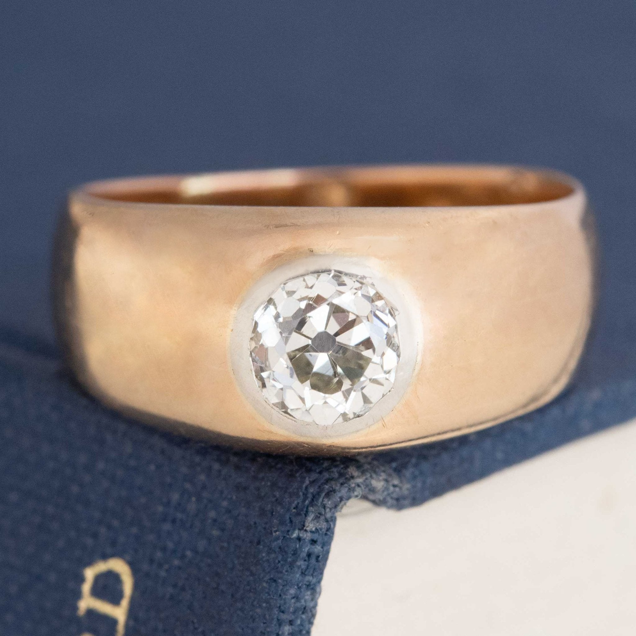 .89ct Vintage Old Mine Cut Diamond Flush Set Solitaire