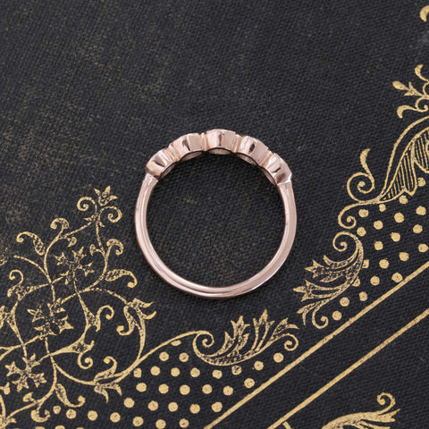 Side view of .89ctw Old European Cut Diamond 5-Stone Bezel Band, vintage-inspired band with Old European Cut Diamonds, crafted in rose gold