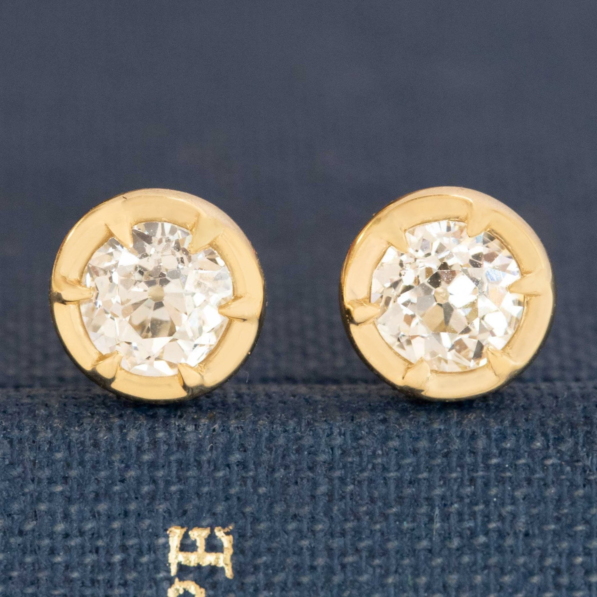 .89ctw Old European Cut Diamond Collet Stud Earrings