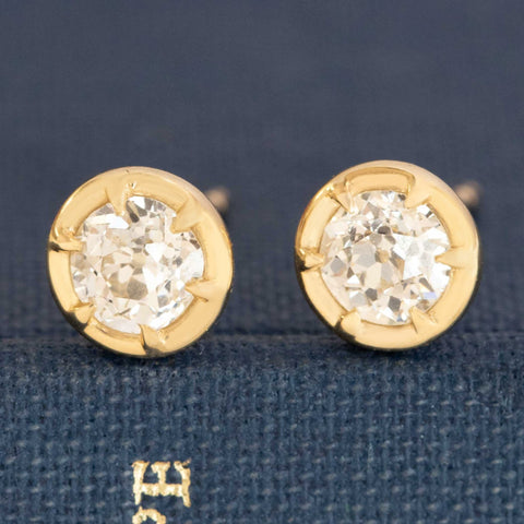 .89ctw Old European Cut Diamond Collet Stud Earrings