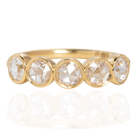 .89ctw Rose Cut Diamond Bezel 5-Stone Band