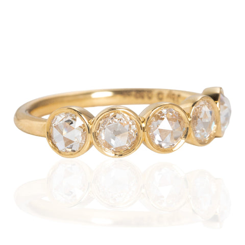 .89ctw Rose Cut Diamond Bezel 5-Stone Band