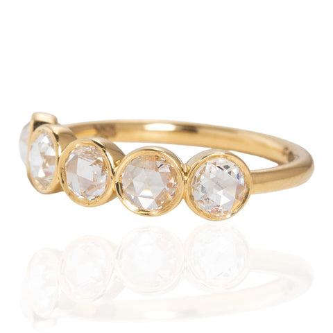 .89ctw Rose Cut Diamond Bezel 5-Stone Band