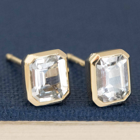 .89ctw Sapphire Bezel Stud Earrings