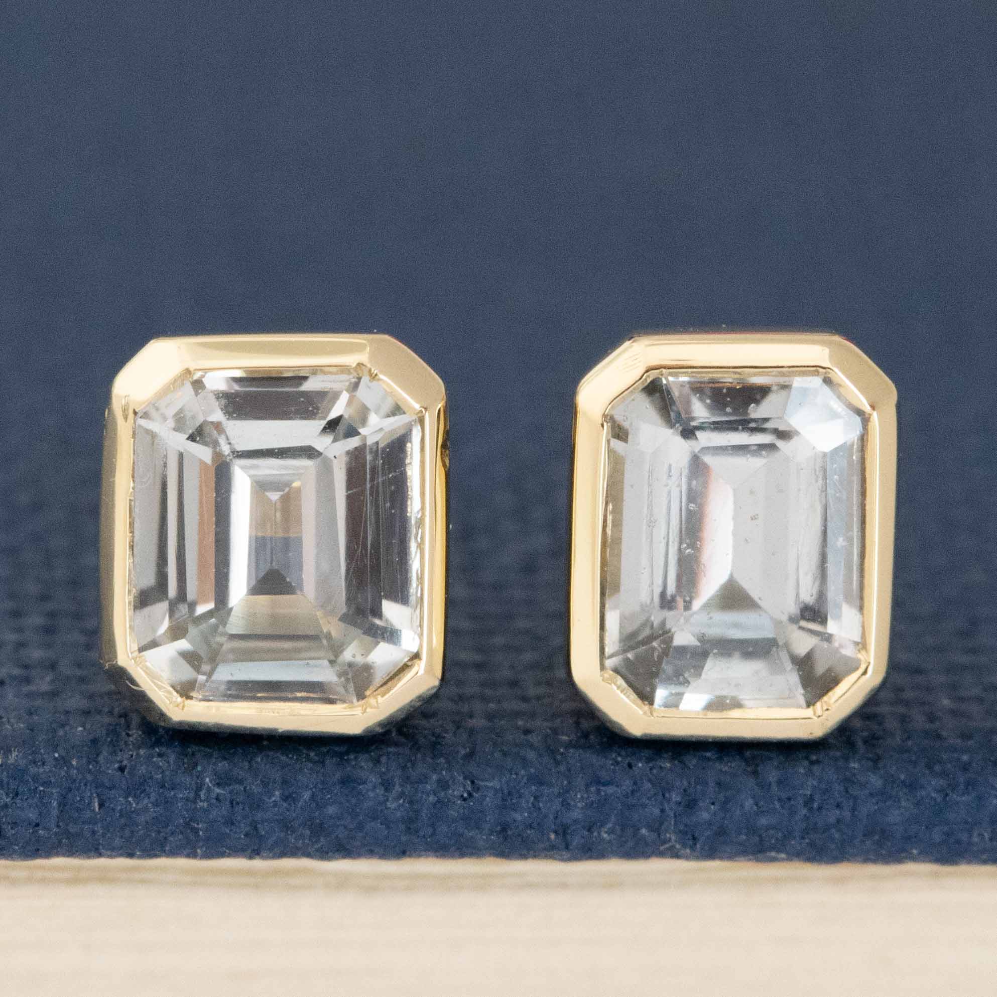 .89ctw Sapphire Bezel Stud Earrings