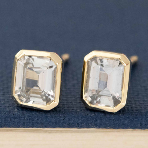 .89ctw Sapphire Bezel Stud Earrings