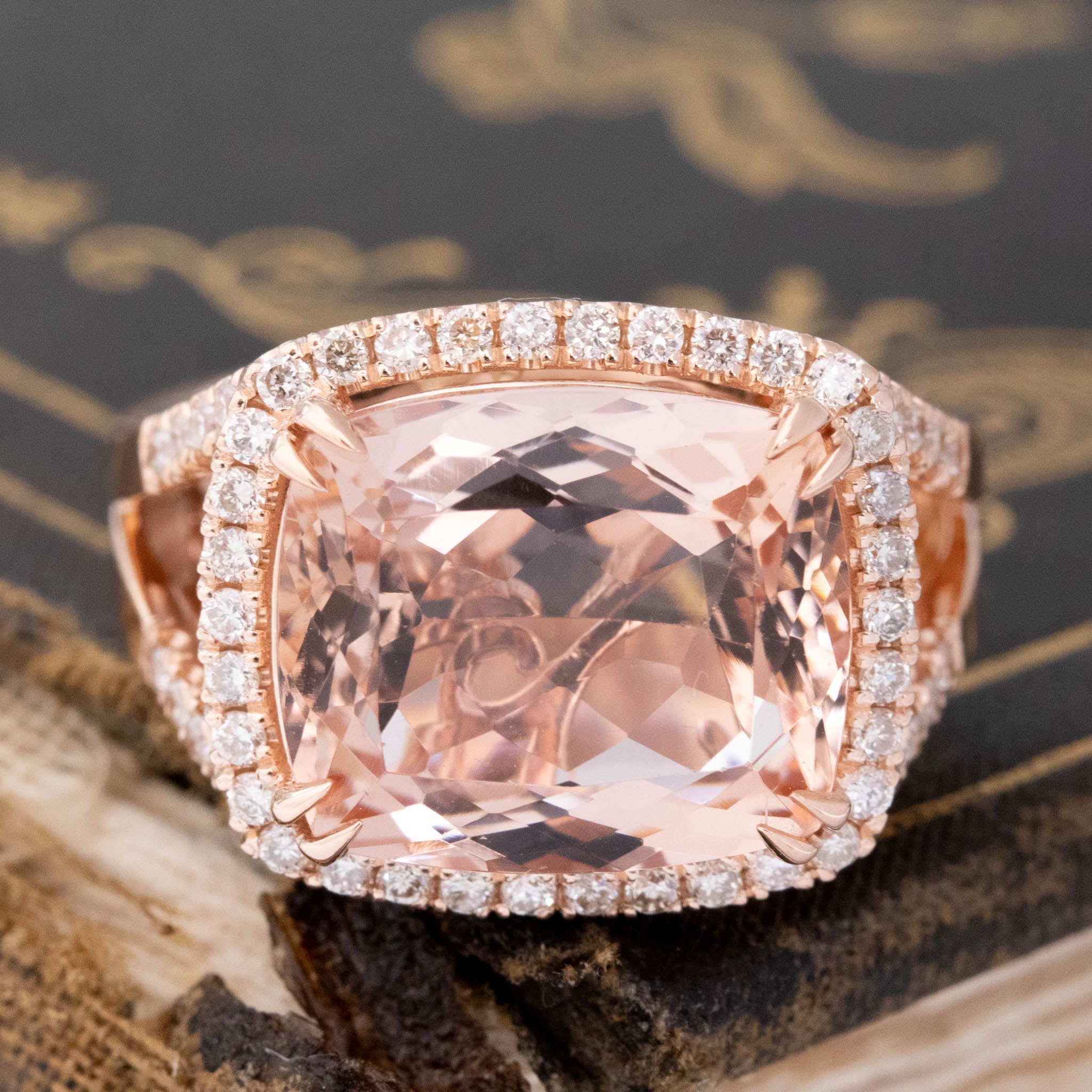 9.00ctw Morganite Diamond Halo Ring