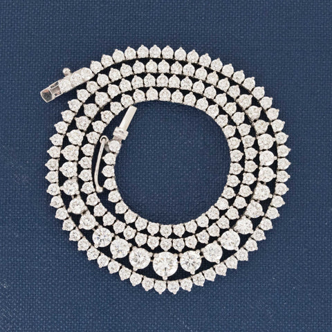 9.01ctw Round Brilliant Cut Diamond 3 Prong Tennis Necklace