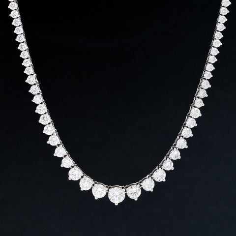 9.01ctw Round Brilliant Cut Diamond 3 Prong Tennis Necklace
