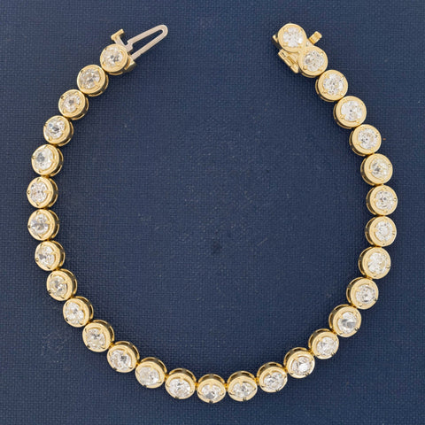 9.04ctw Old European Cut Diamond Yellow Gold Tennis Bracelet