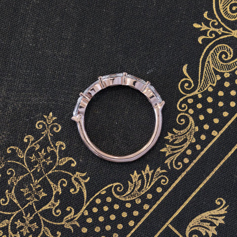 Side view of .90ctw Marquise Cut 5-Stone Diamond Band, vintage-inspired band with Antique Diamonds, crafted in rose gold