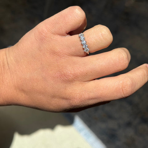 Old European cut diamond five-stone half-hoop band, .90ctw, platinum – alternate view 2