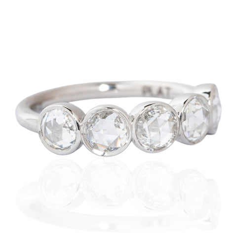 .90ctw Round Rose Cut Diamond 5-Stone Bezel Band