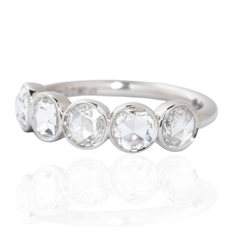 .90ctw Round Rose Cut Diamond 5-Stone Bezel Band