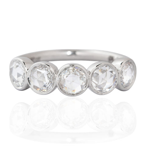 .90ctw Round Rose Cut Diamond 5-Stone Bezel Band