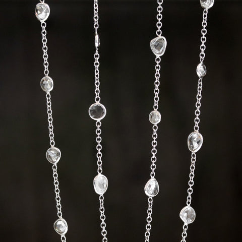 9.11ctw Antique Rose Cut Diamonds-by-the-Yard Long Chain Necklace