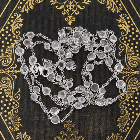 9.11ctw Antique Rose Cut Diamonds-by-the-Yard Long Chain Necklace