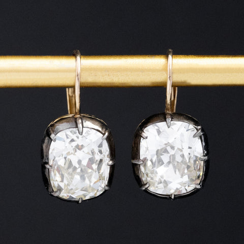9.16ctw Antique Old Mine Cut Diamond Collet Earrings