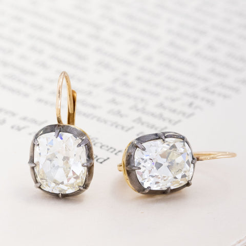 9.16ctw Antique Old Mine Cut Diamond Collet Earrings