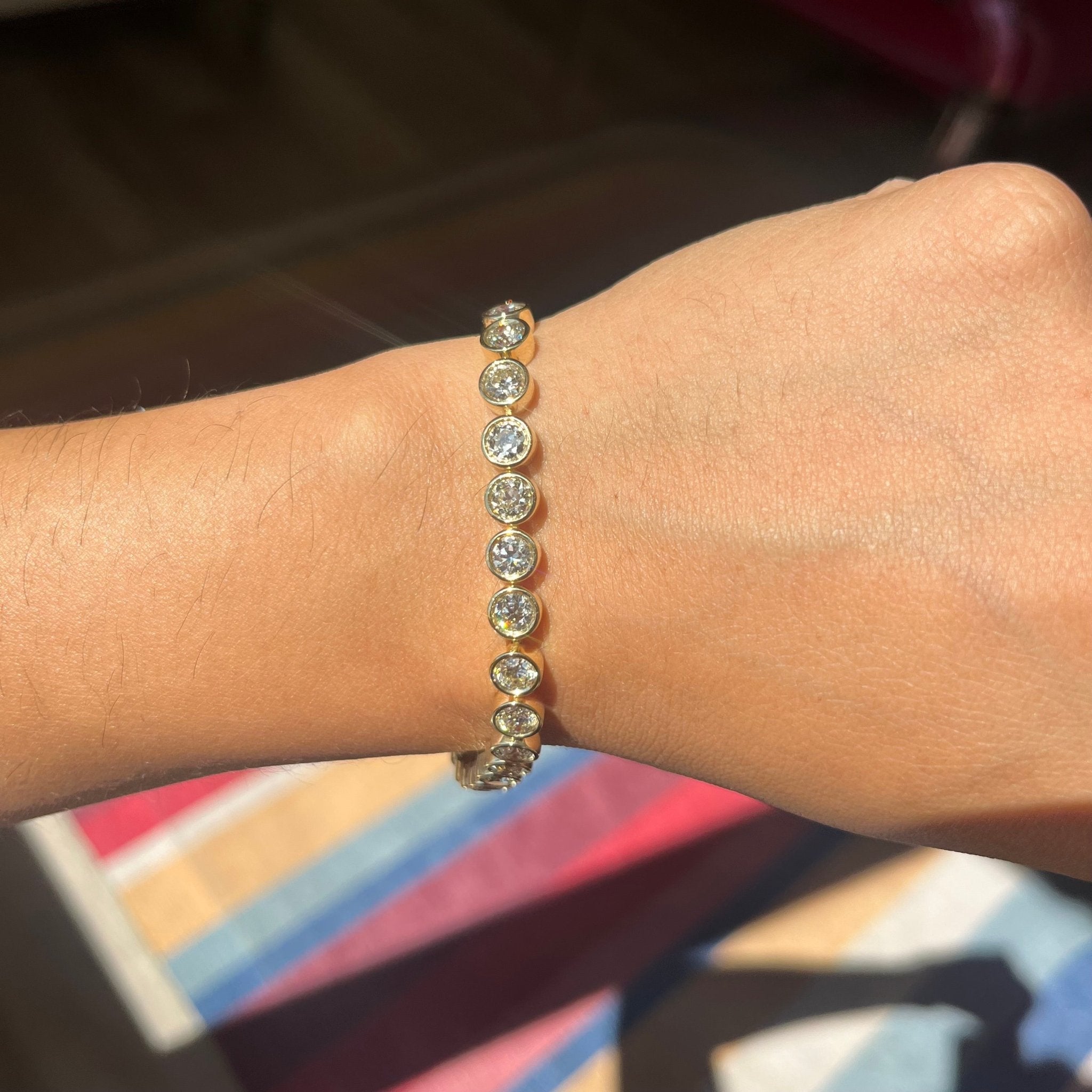 9.17ctw Old European Cut Diamond Bezel Tennis Bracelet