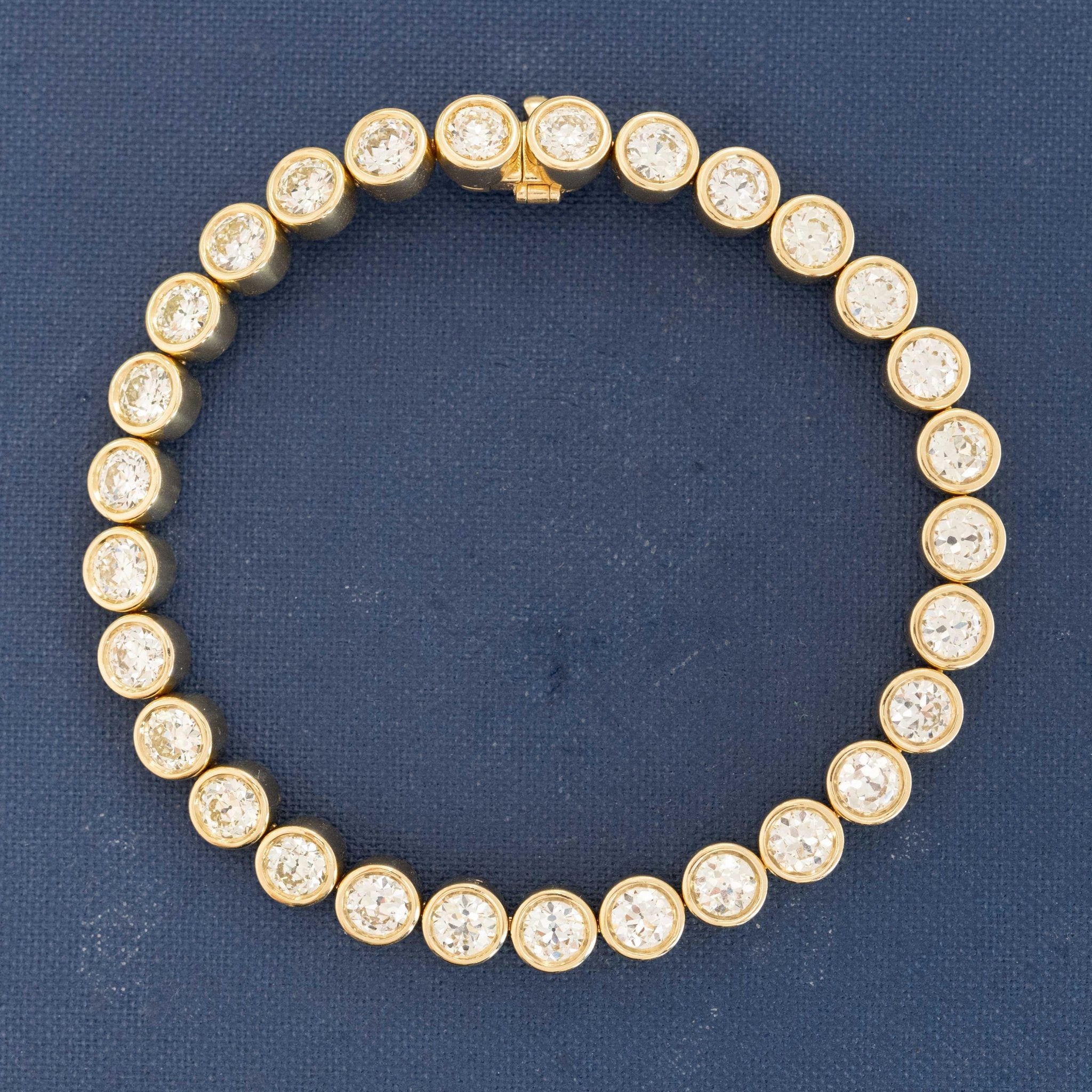 9.17ctw Old European Cut Diamond Bezel Tennis Bracelet