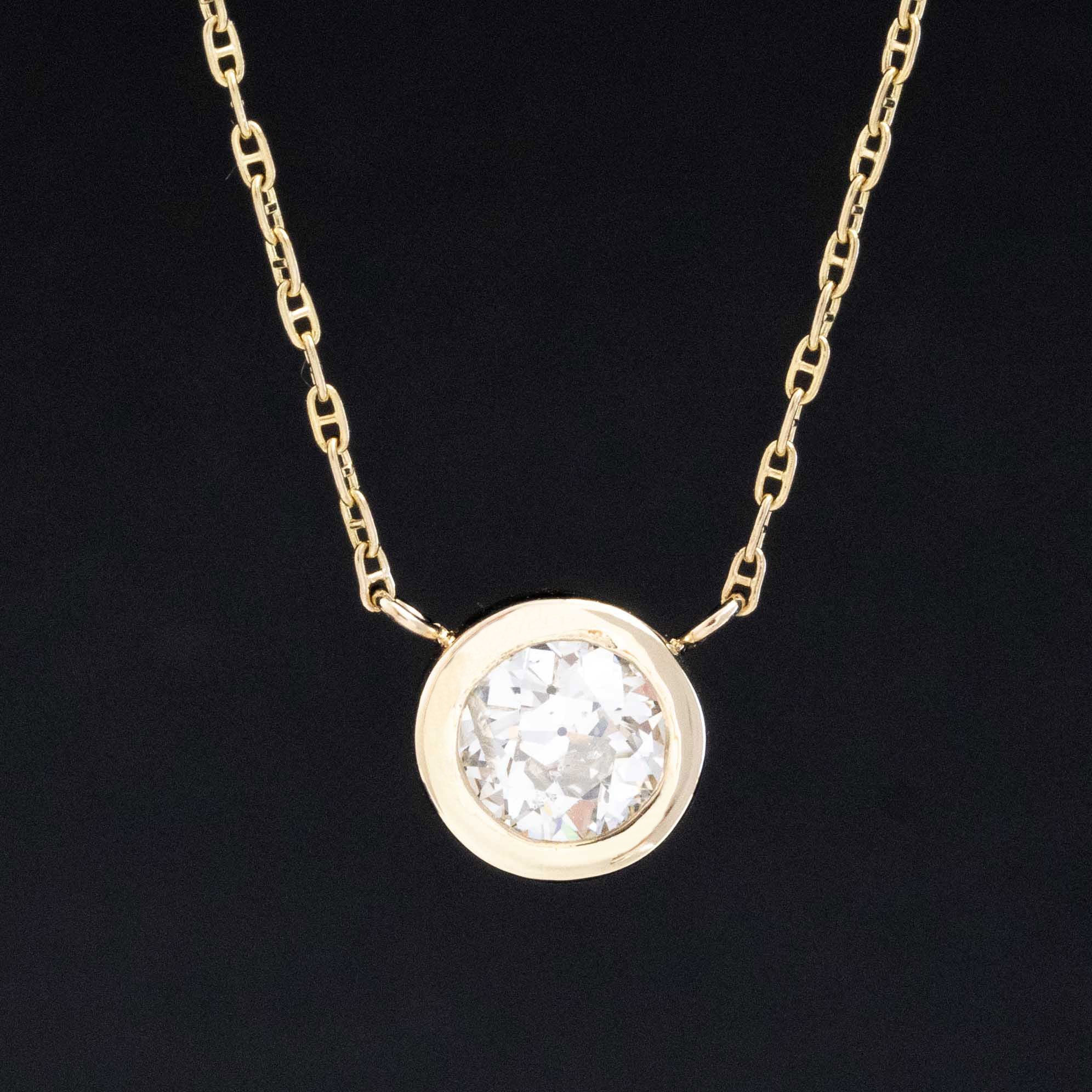 .91ct Old European Cut Diamond Bezel Pendant