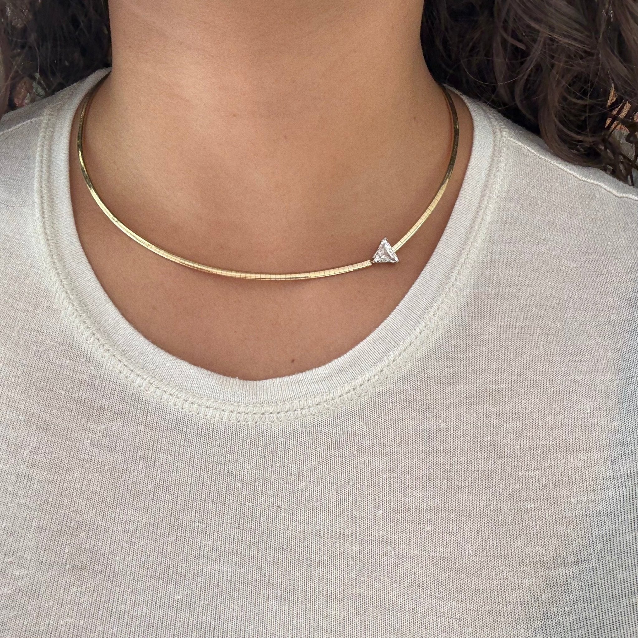.91ct Triangle Cut Diamond Omega Collar Necklace