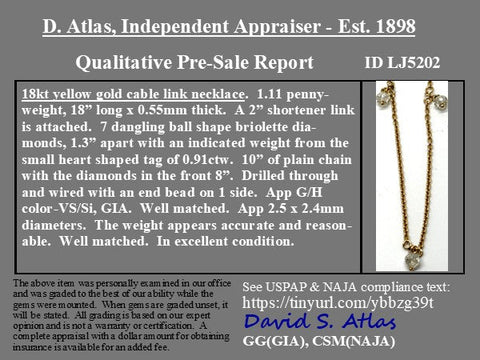 .91ctw Diamond Bead Drop Station Necklace