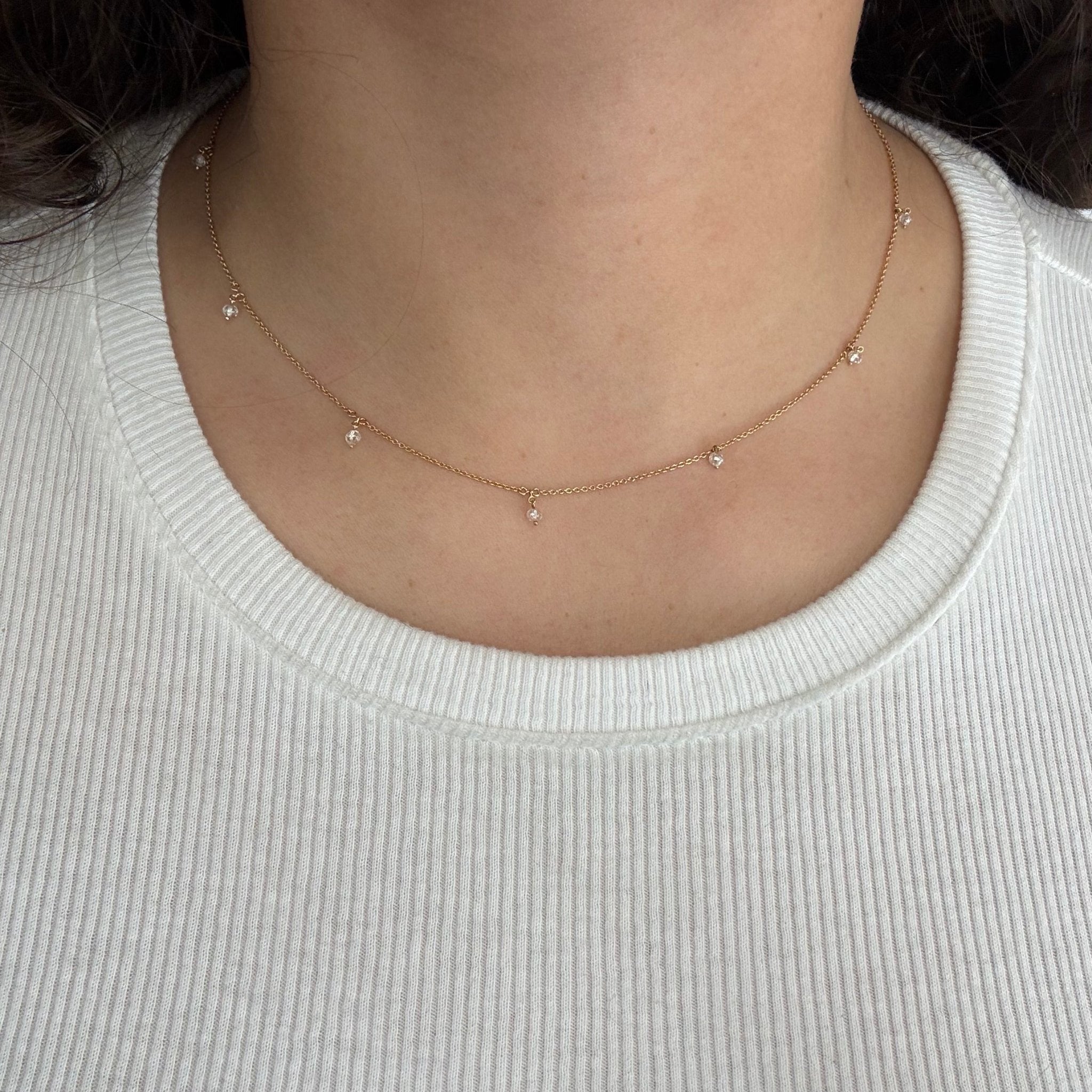 .91ctw Diamond Bead Drop Station Necklace