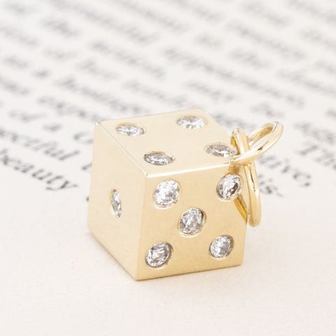.91ctw Diamond & Gold Dice Pendant
