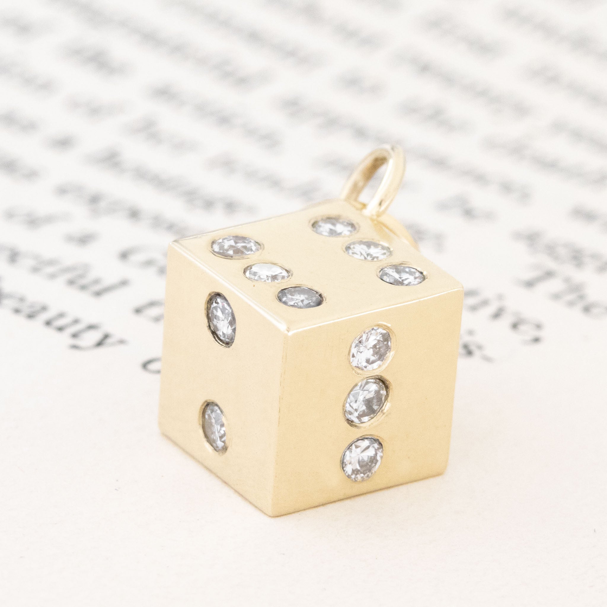 .91ctw Diamond & Gold Dice Pendant