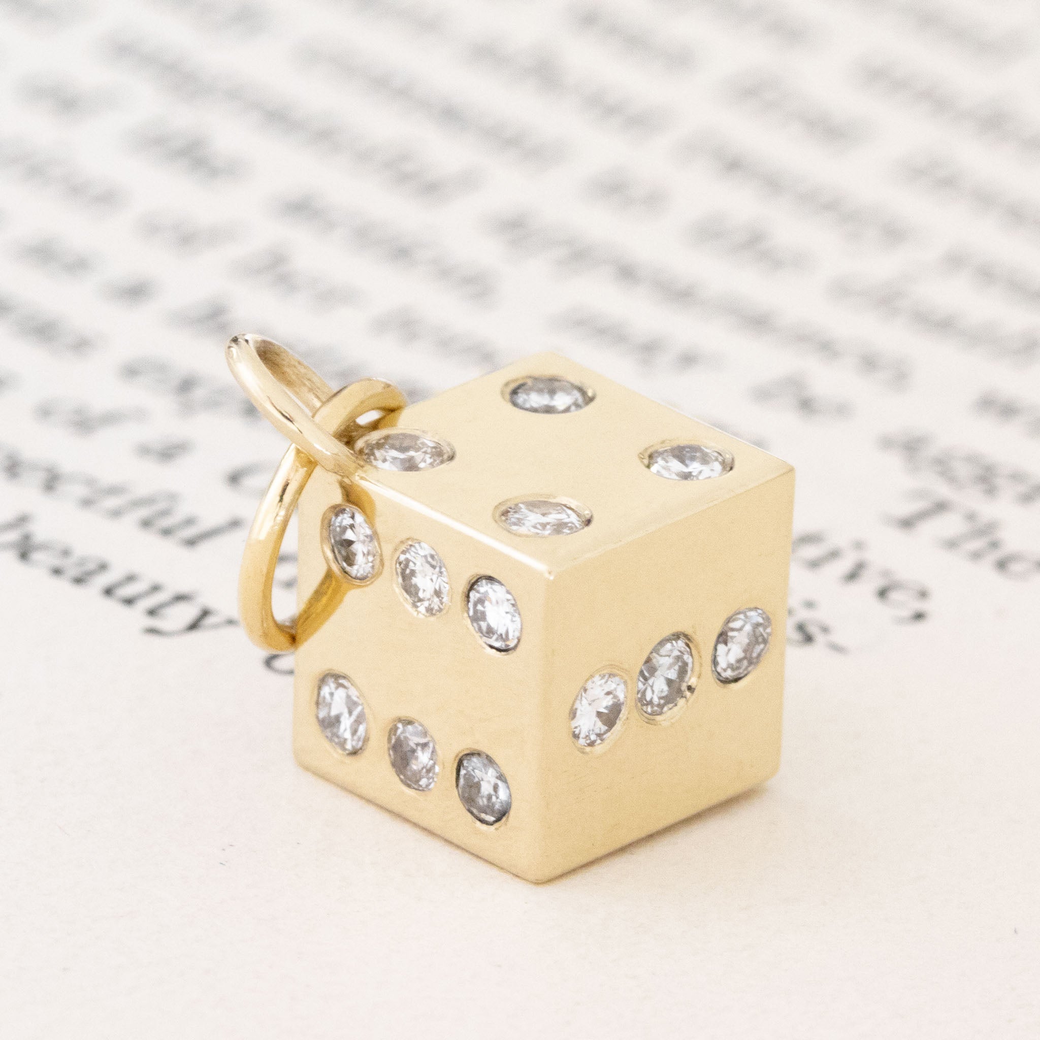 Outlets 14k Solid Gold Diamond Dice Stud Earrings