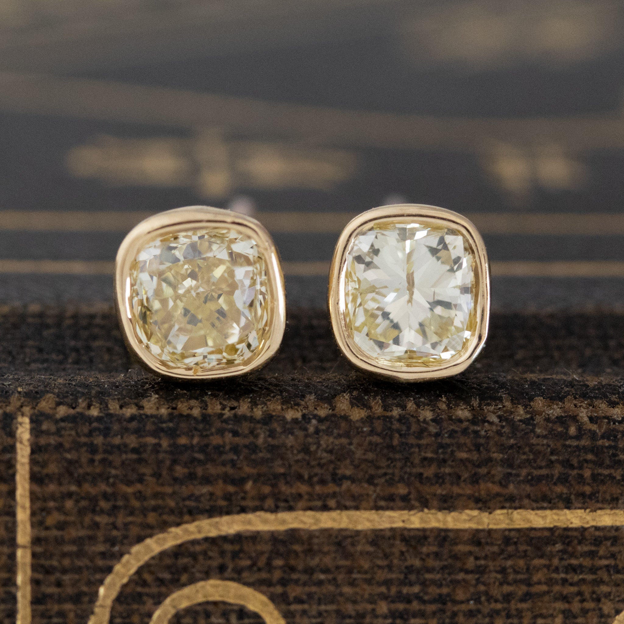 .92ctw Fancy Yellow Cushion Cut Diamond Stud Earrings